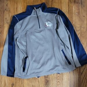 Gen² Sz L Men's Gray and Blue Quarter-Zip Gonzaga University Sweater